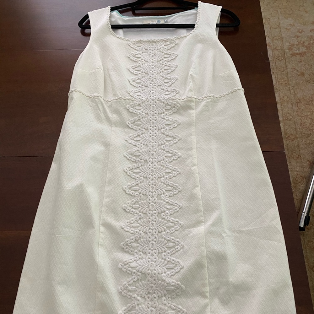 Boden White Embroidered Sleeveless Dress
